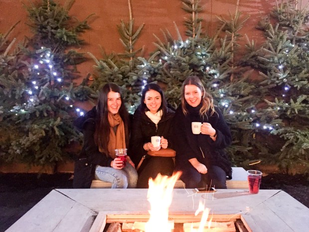 Drinking mulled wine in front of a fire